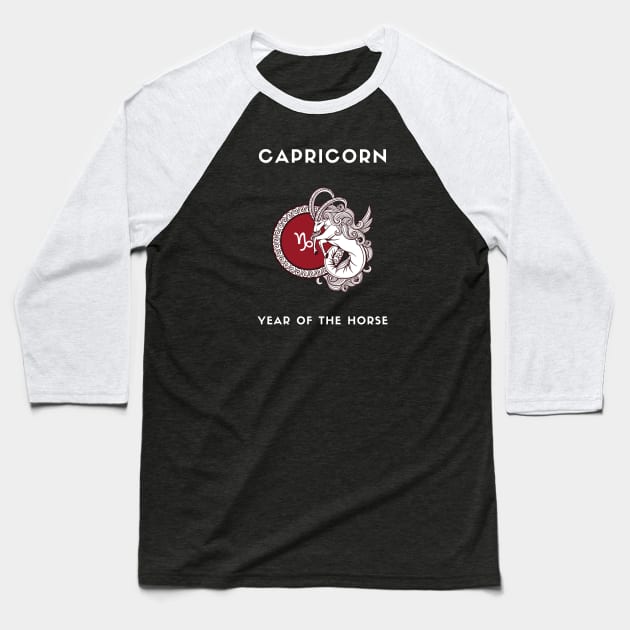 CAPRICORN / Year of the HORSE Baseball T-Shirt by KadyMageInk